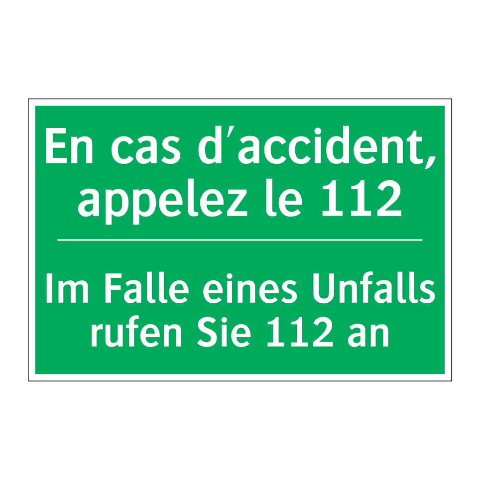 Im Falle eines Unfalls rufen Sie /.../ - En cas d'accident, appelez le /.../