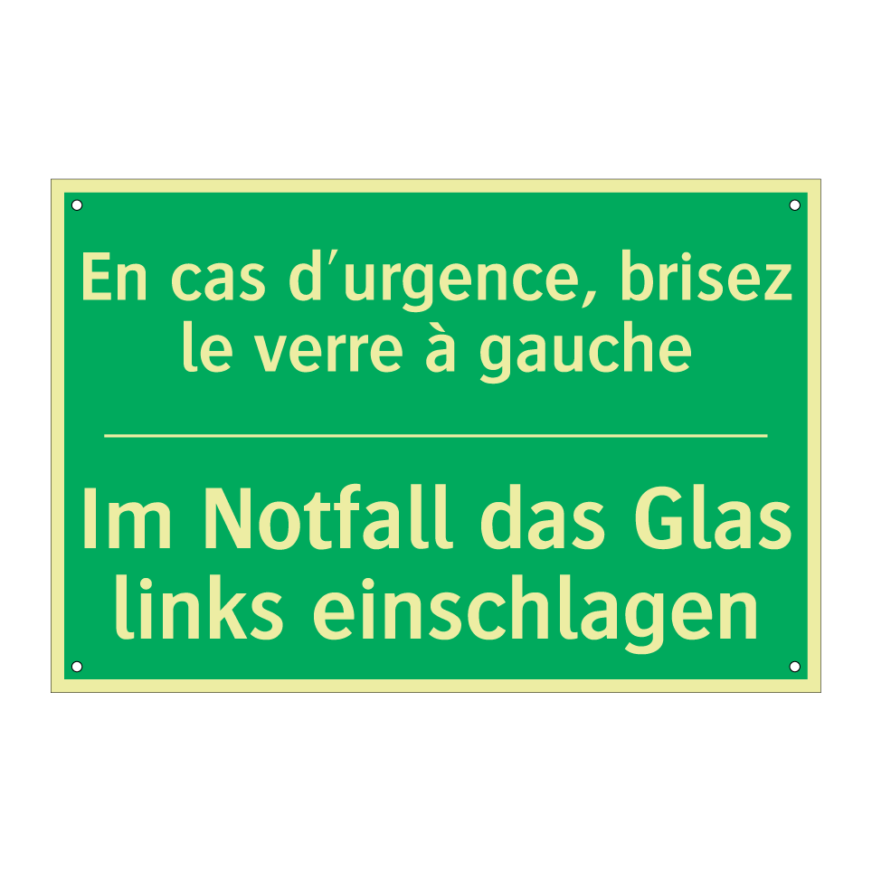 Im Notfall das Glas links einschlagen /.../ - En cas d'urgence, brisez le verre /.../