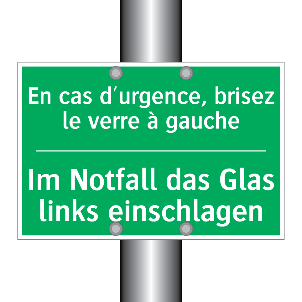 Im Notfall das Glas links einschlagen /.../ - En cas d'urgence, brisez le verre /.../