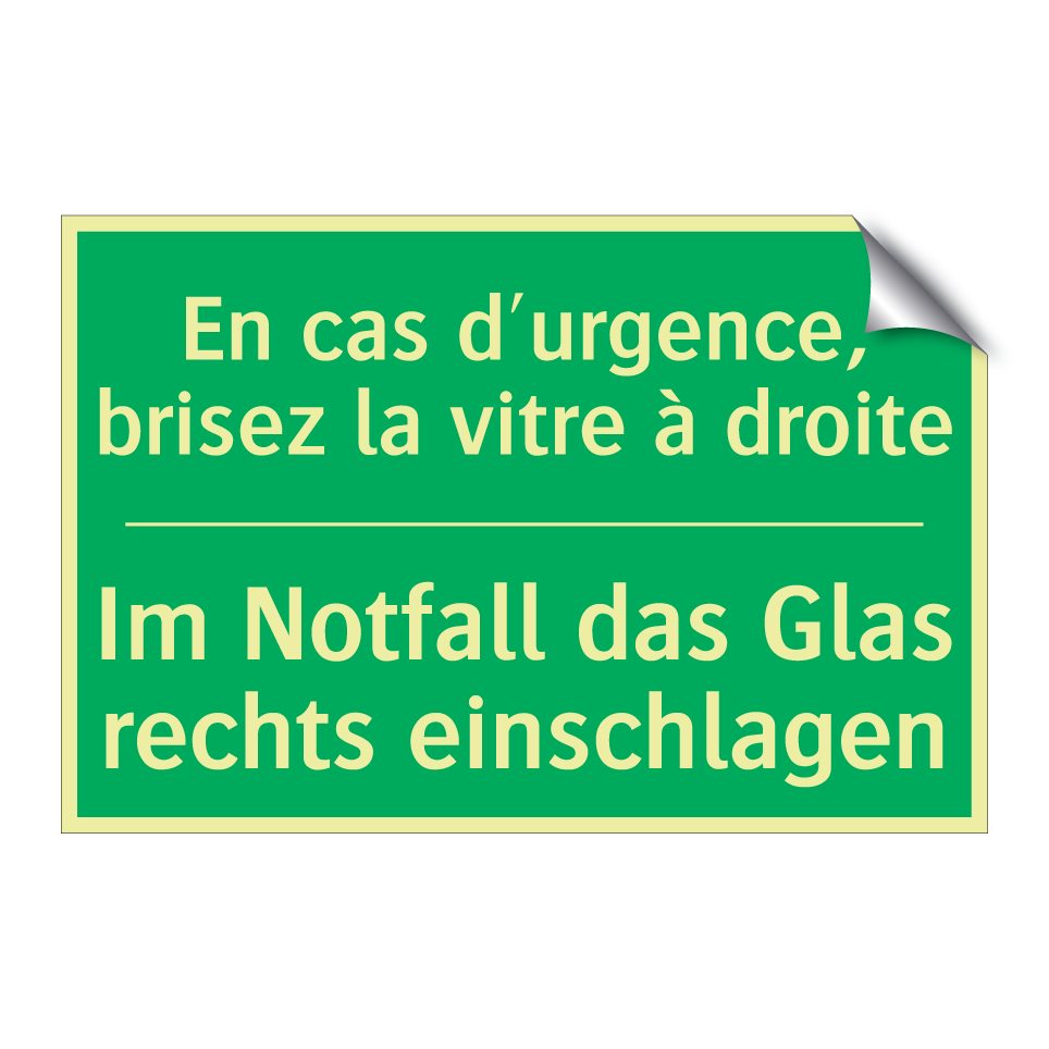 Im Notfall das Glas rechts einschlagen /.../ - En cas d'urgence, brisez la vitre /.../
