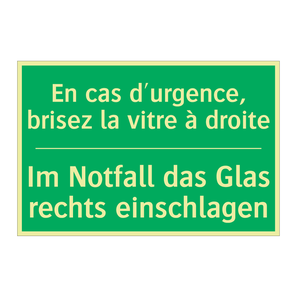 Im Notfall das Glas rechts einschlagen /.../ - En cas d'urgence, brisez la vitre /.../