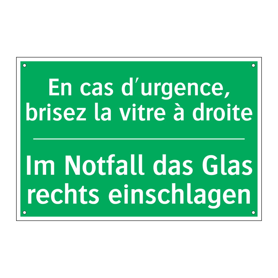 Im Notfall das Glas rechts einschlagen /.../ - En cas d'urgence, brisez la vitre /.../