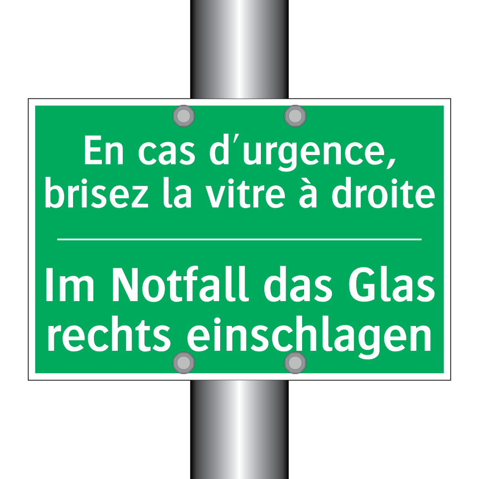Im Notfall das Glas rechts einschlagen /.../ - En cas d'urgence, brisez la vitre /.../