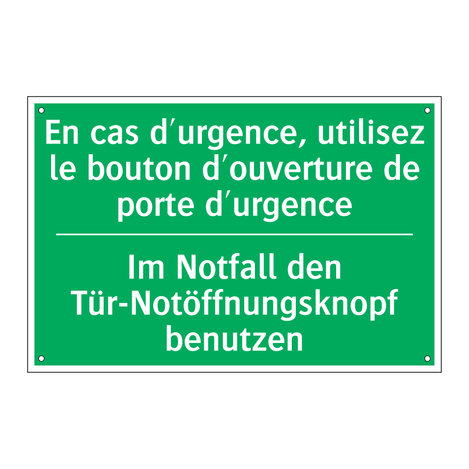 Im Notfall den Tür-Notöffnungsknopf /.../ - En cas d'urgence, utilisez le /.../