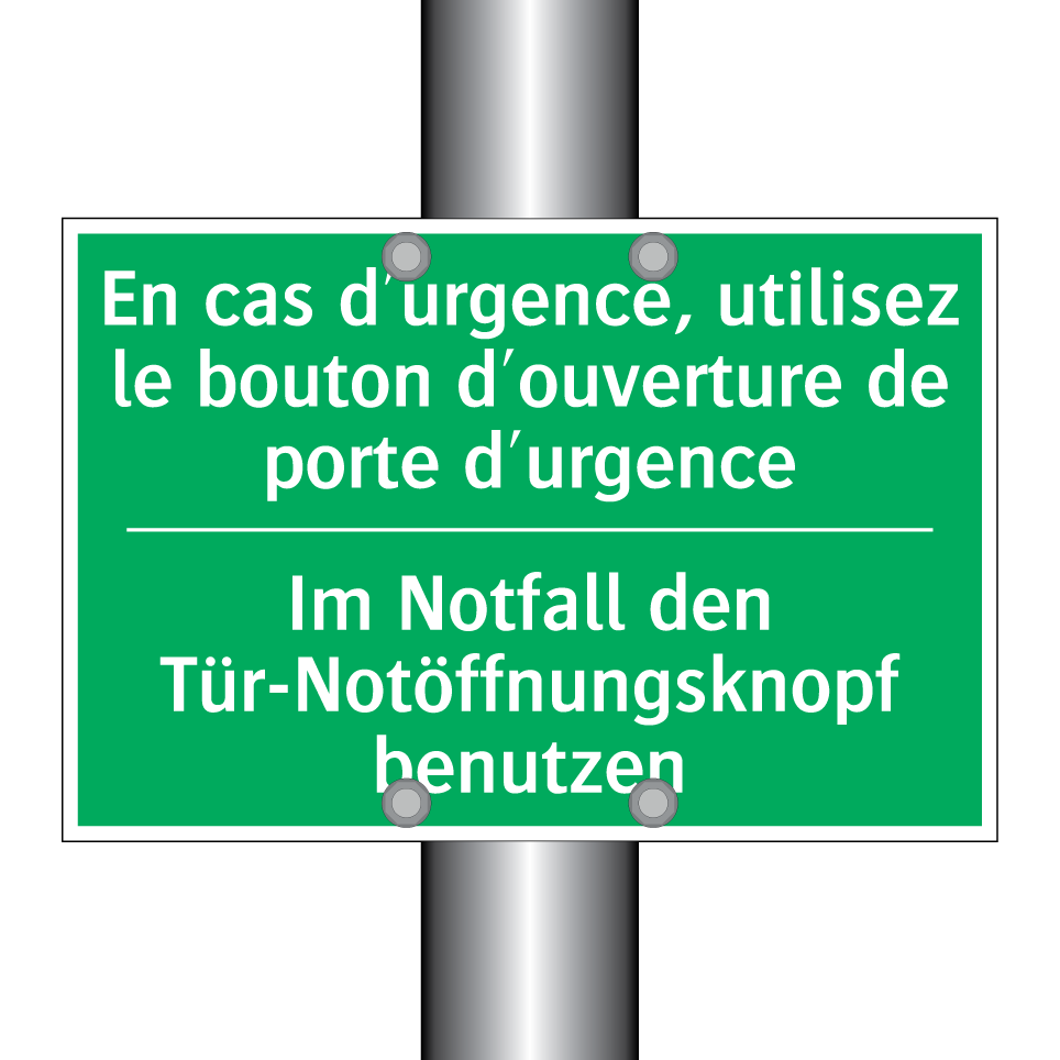 Im Notfall den Tür-Notöffnungsknopf /.../ - En cas d'urgence, utilisez le /.../