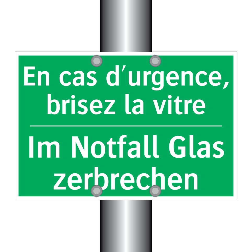 Im Notfall Glas zerbrechen - En cas d'urgence, brisez la vitre /.../