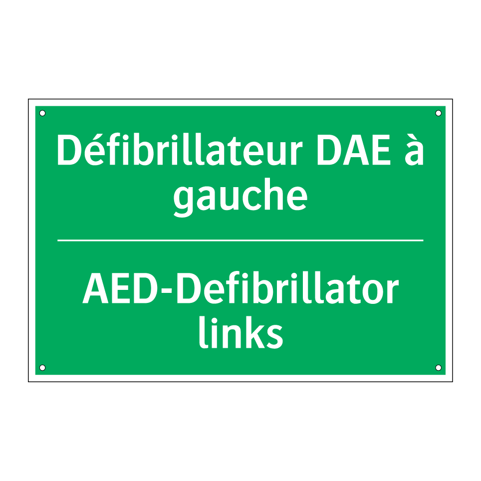AED-Defibrillator links - Défibrillateur DAE à gauche