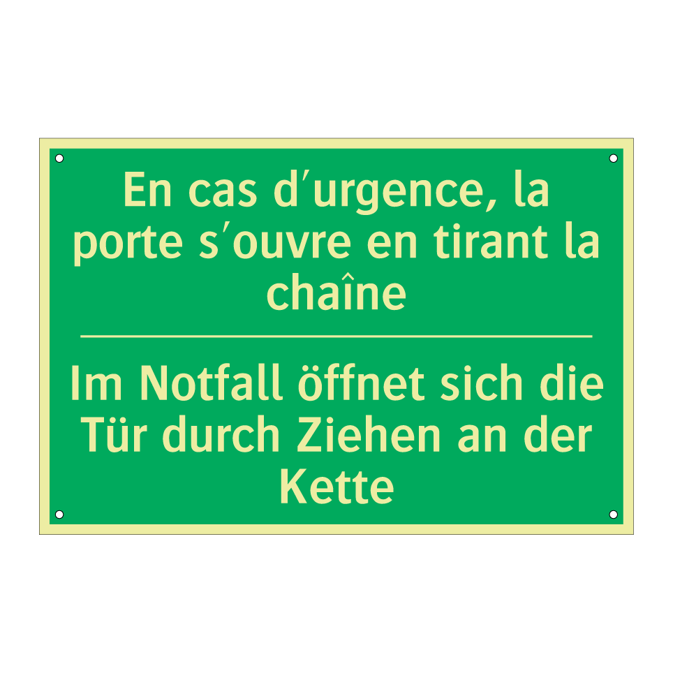 Im Notfall öffnet sich die Tür /.../ - En cas d'urgence, la porte s'ouvre /.../