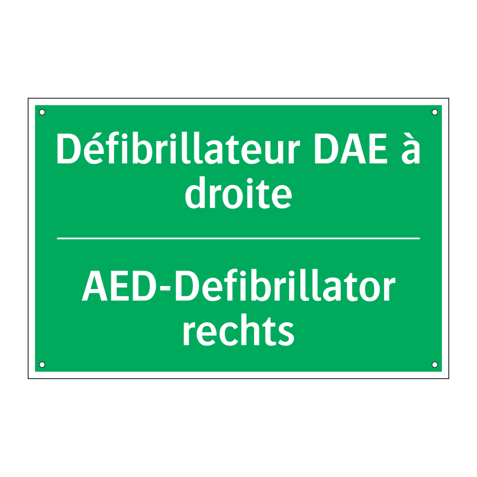 AED-Defibrillator rechts - Défibrillateur DAE à droite