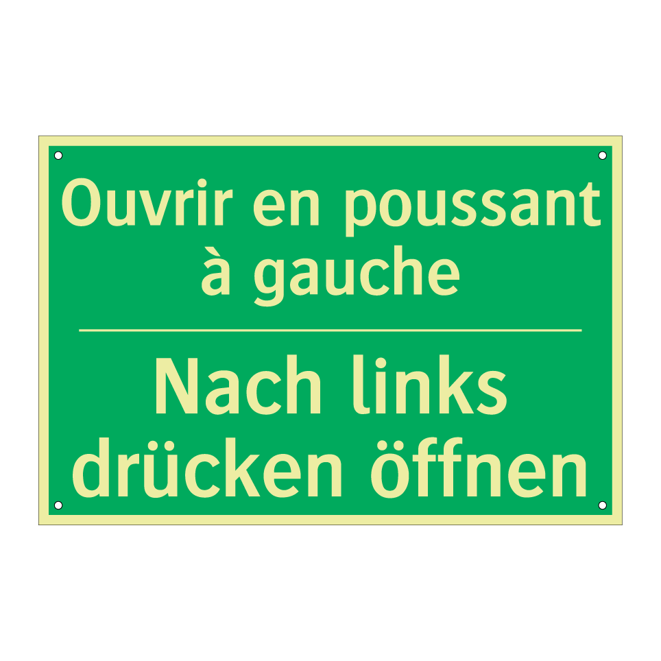 Nach links drücken öffnen - Ouvrir en poussant à gauche