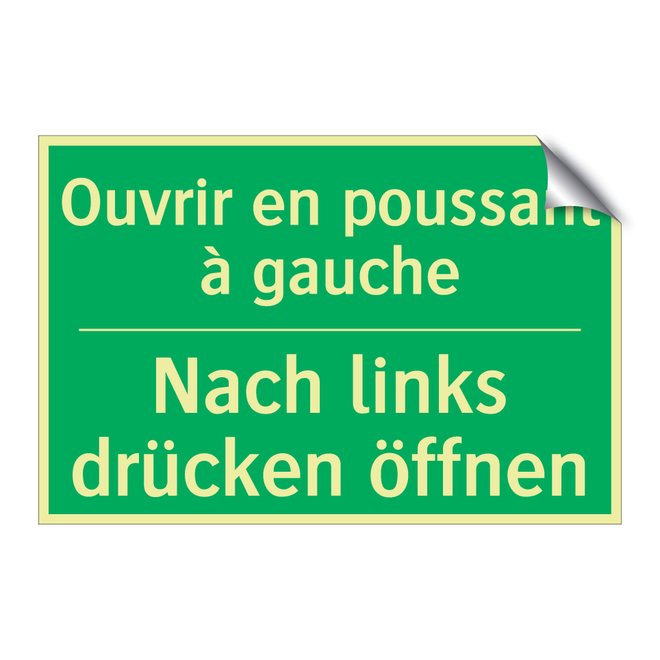 Nach links drücken öffnen - Ouvrir en poussant à gauche