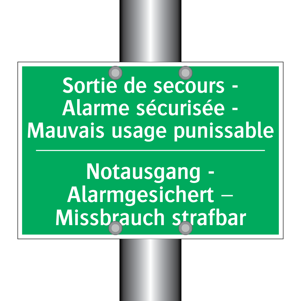 Notausgang - Alarmgesichert – /.../ - Sortie de secours - Alarme sécurisée /.../