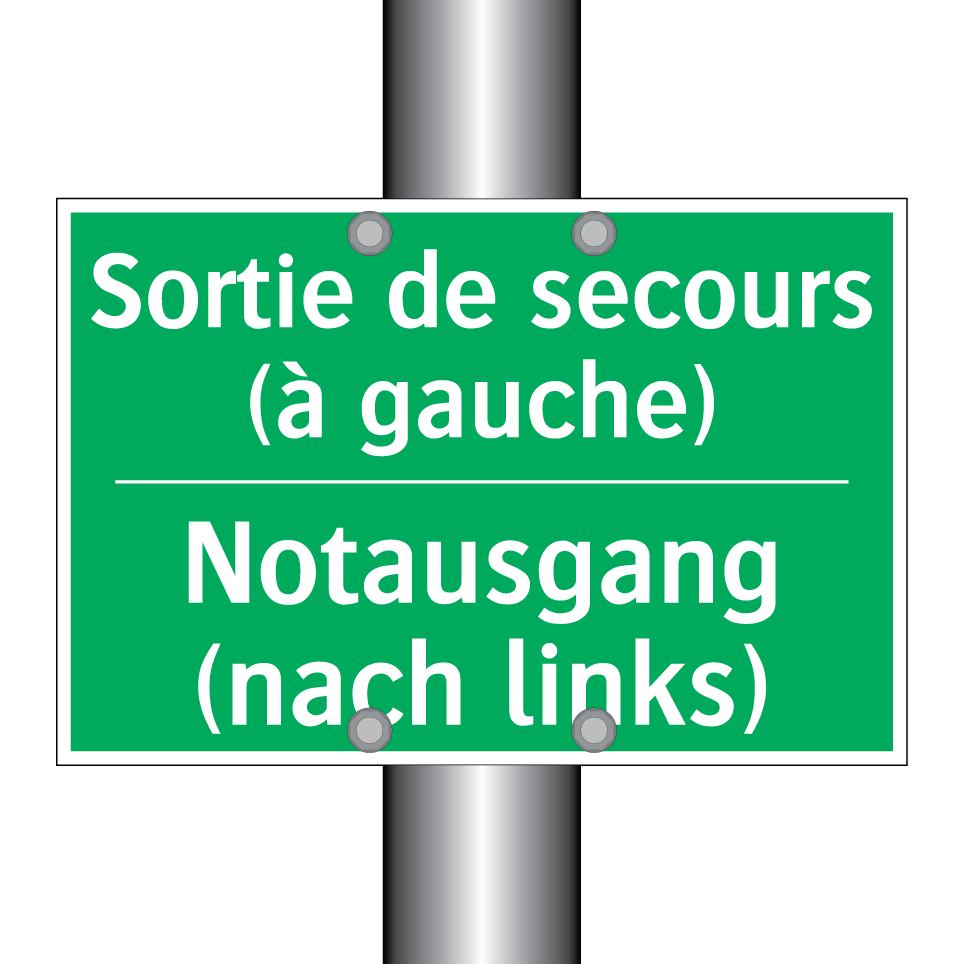 Notausgang (nach links) - Sortie de secours (à gauche)
