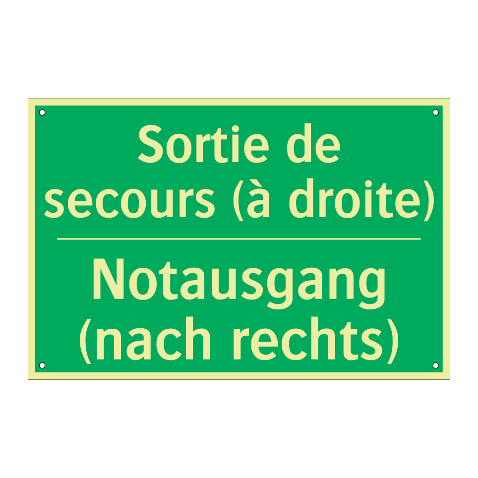 Notausgang (nach rechts) - Sortie de secours (à droite)