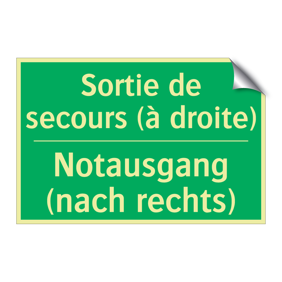 Notausgang (nach rechts) - Sortie de secours (à droite)