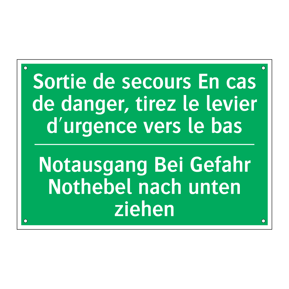 Notausgang Bei Gefahr Nothebel /.../ - Sortie de secours En cas de danger, /.../