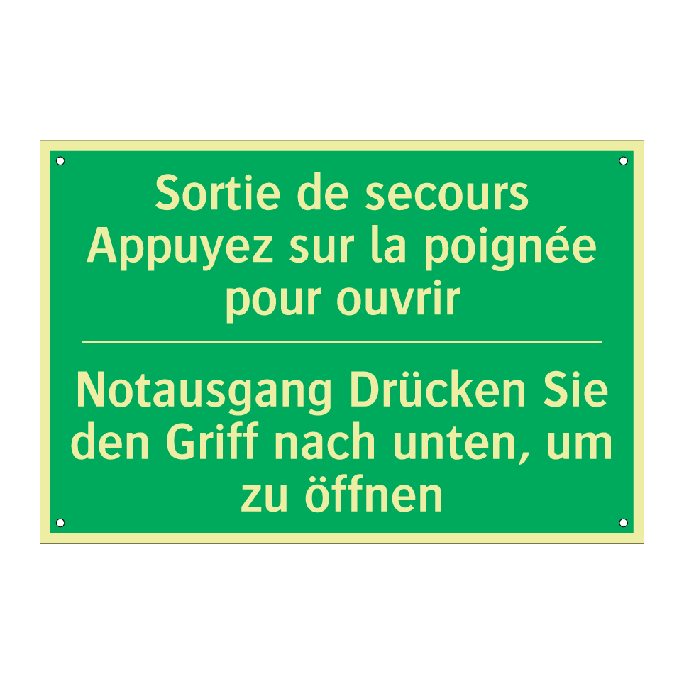 Notausgang Drücken Sie den Griff /.../ - Sortie de secours Appuyez sur /.../