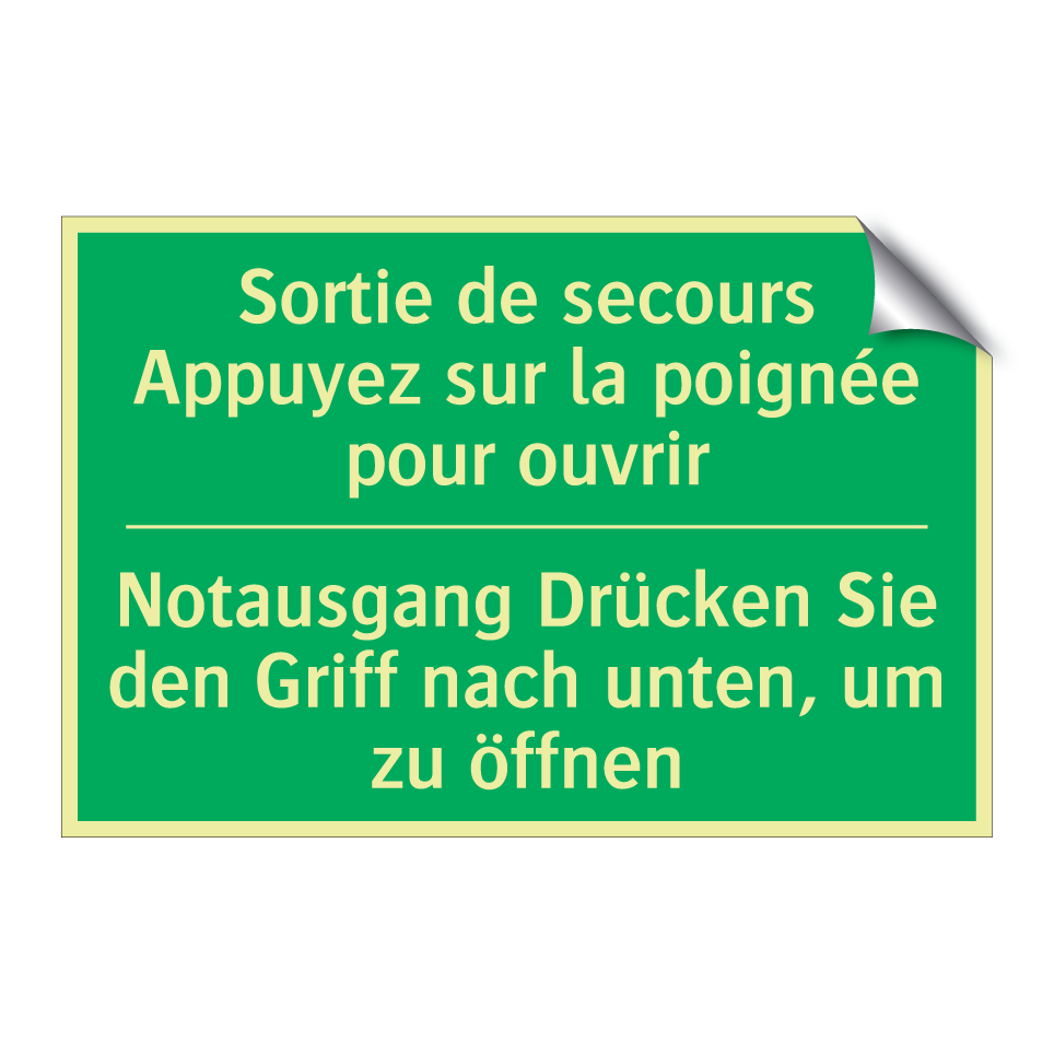 Notausgang Drücken Sie den Griff /.../ - Sortie de secours Appuyez sur /.../