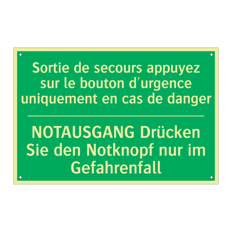 NOTAUSGANG Drücken Sie den Notknopf /.../ - Sortie de secours appuyez sur /.../