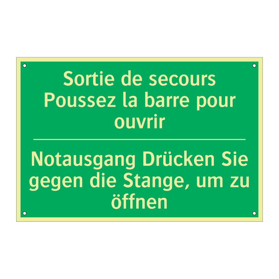 Notausgang Drücken Sie gegen die /.../ - Sortie de secours Poussez la barre /.../