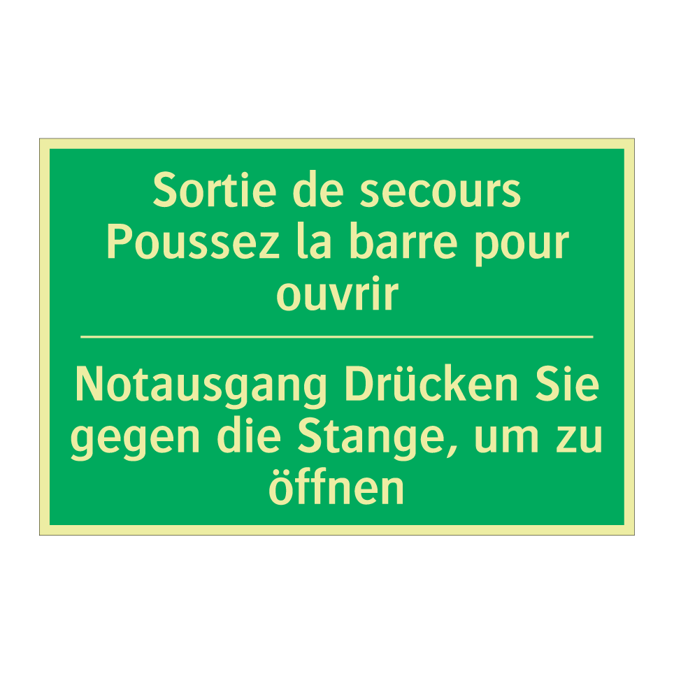 Notausgang Drücken Sie gegen die /.../ - Sortie de secours Poussez la barre /.../