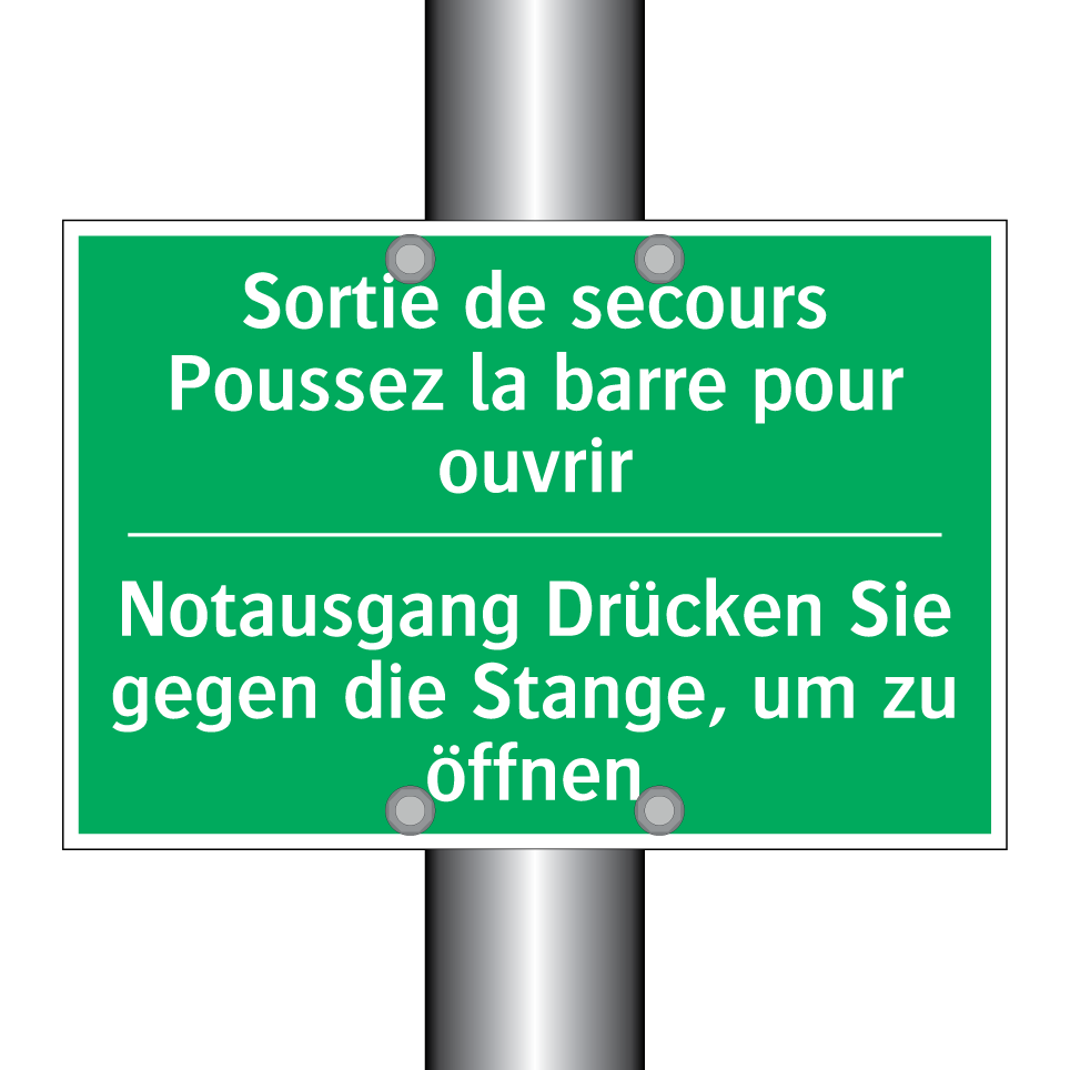 Notausgang Drücken Sie gegen die /.../ - Sortie de secours Poussez la barre /.../