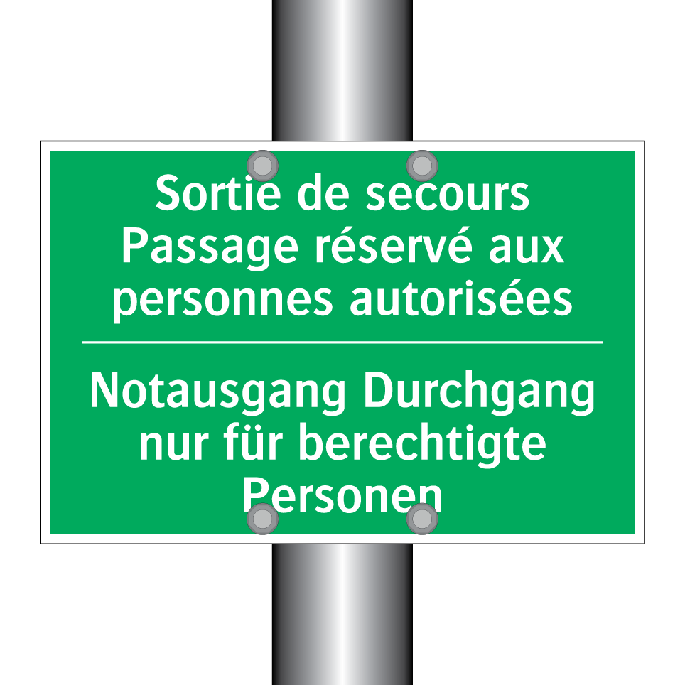 Notausgang Durchgang nur für berechtigte /.../ - Sortie de secours Passage réservé /.../