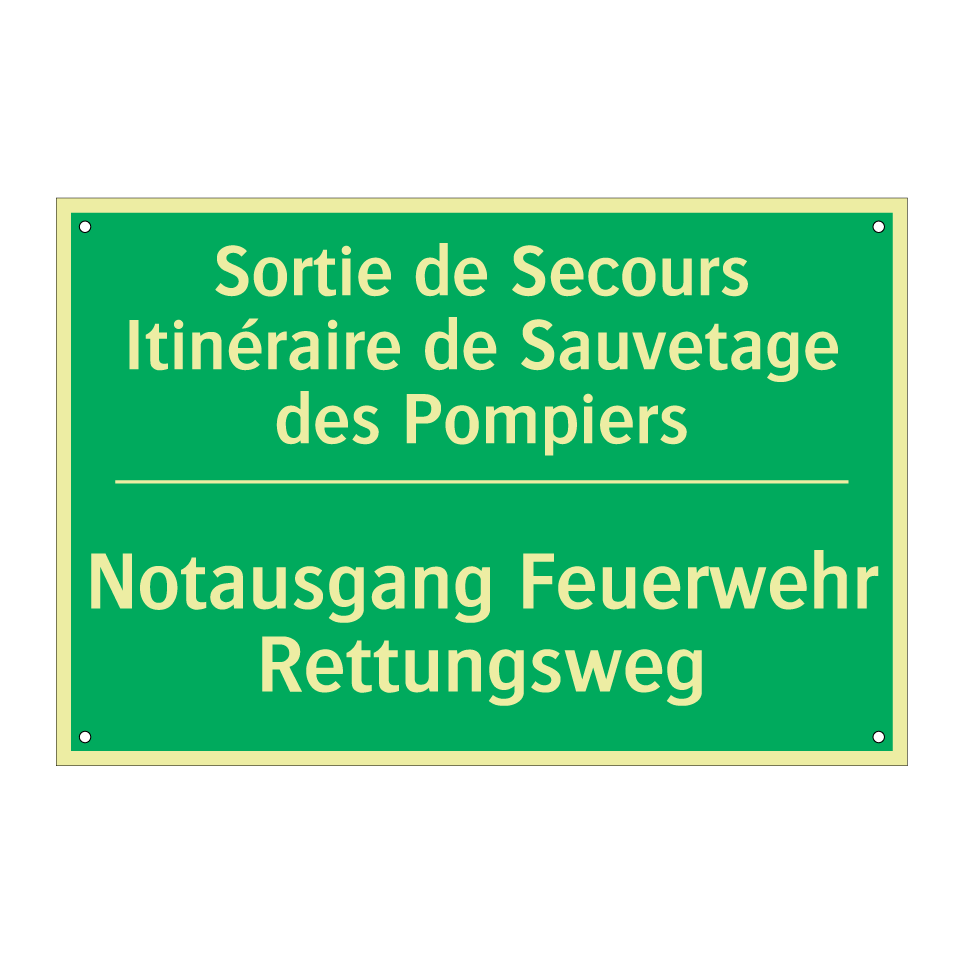 Notausgang Feuerwehr Rettungsweg /.../ - Sortie de Secours Itinéraire de /.../