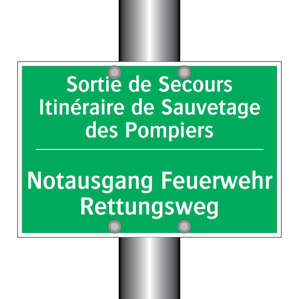 Notausgang Feuerwehr Rettungsweg /.../ - Sortie de Secours Itinéraire de /.../