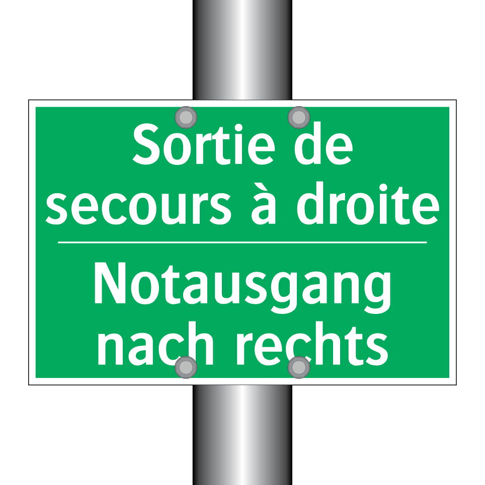 Notausgang nach rechts - Sortie de secours à droite