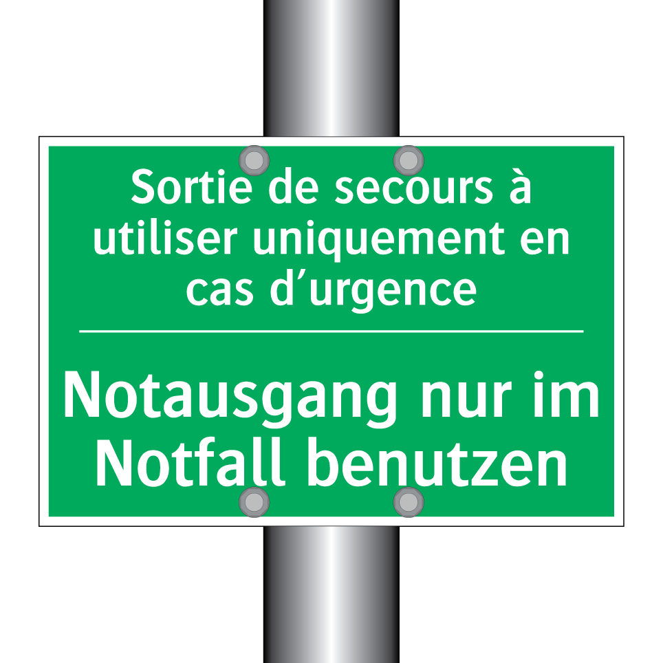 Notausgang nur im Notfall benutzen /.../ - Sortie de secours à utiliser uniquement /.../