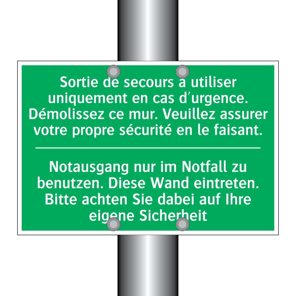 Notausgang nur im Notfall zu benutzen. /.../ - Sortie de secours à utiliser uniquement /.../