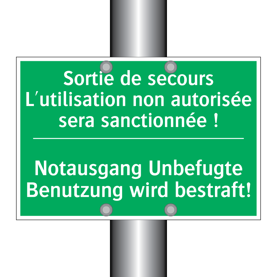 Notausgang Unbefugte Benutzung /.../ - Sortie de secours L'utilisation /.../