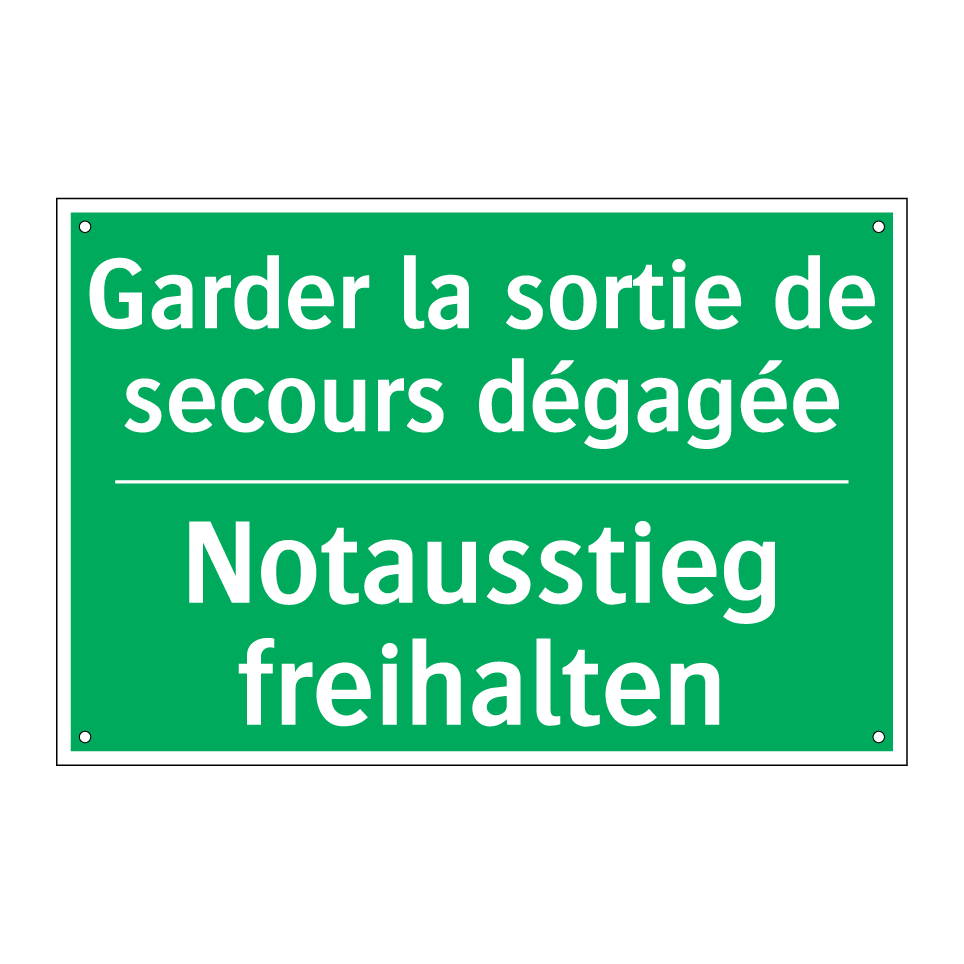 Notausstieg freihalten - Garder la sortie de secours dégagée /.../