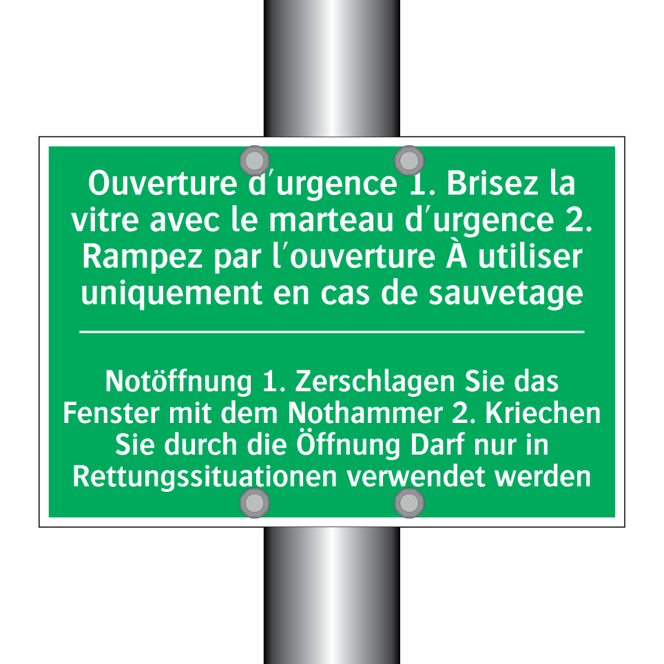 Notöffnung 1. Zerschlagen Sie /.../ - Ouverture d'urgence 1. Brisez /.../