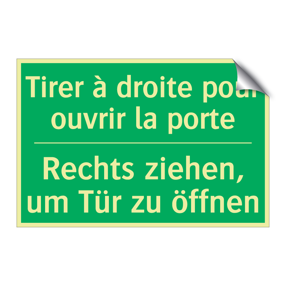 Rechts ziehen, um Tür zu öffnen /.../ - Tirer à droite pour ouvrir la /.../