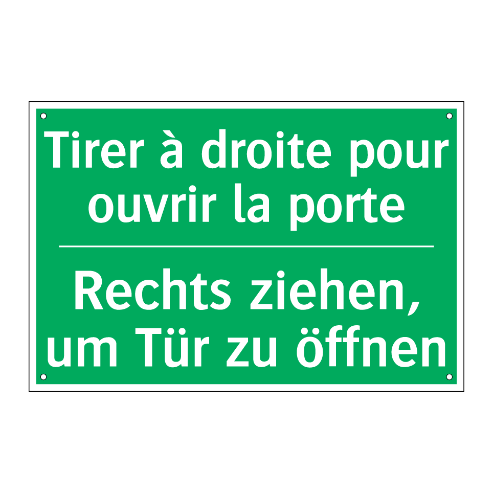 Rechts ziehen, um Tür zu öffnen /.../ - Tirer à droite pour ouvrir la /.../