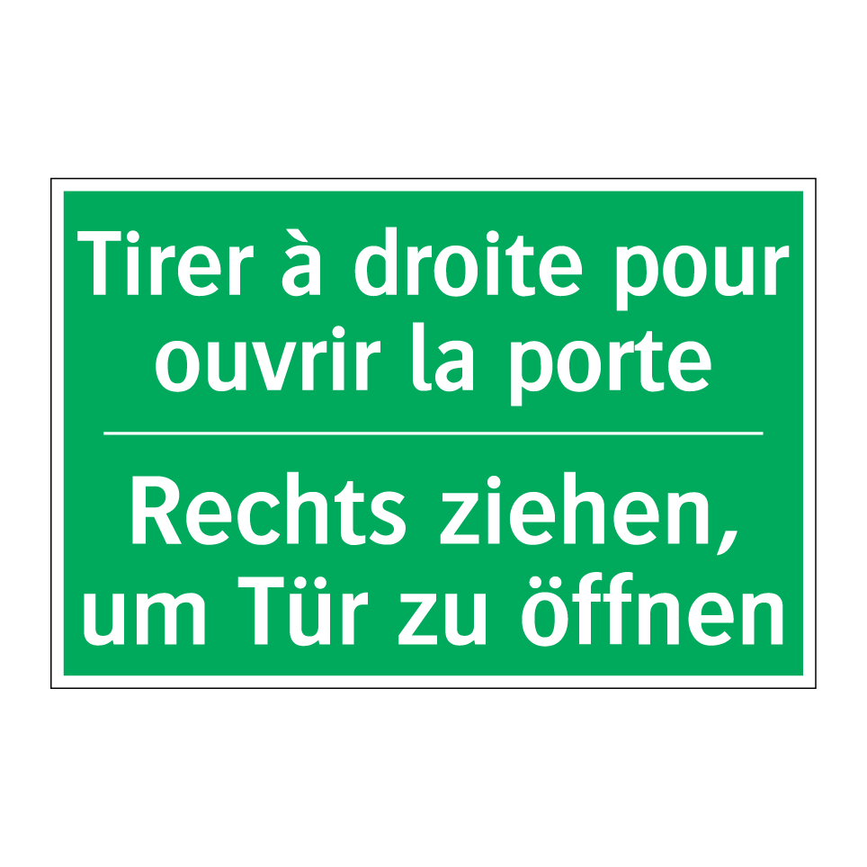 Rechts ziehen, um Tür zu öffnen /.../ - Tirer à droite pour ouvrir la /.../
