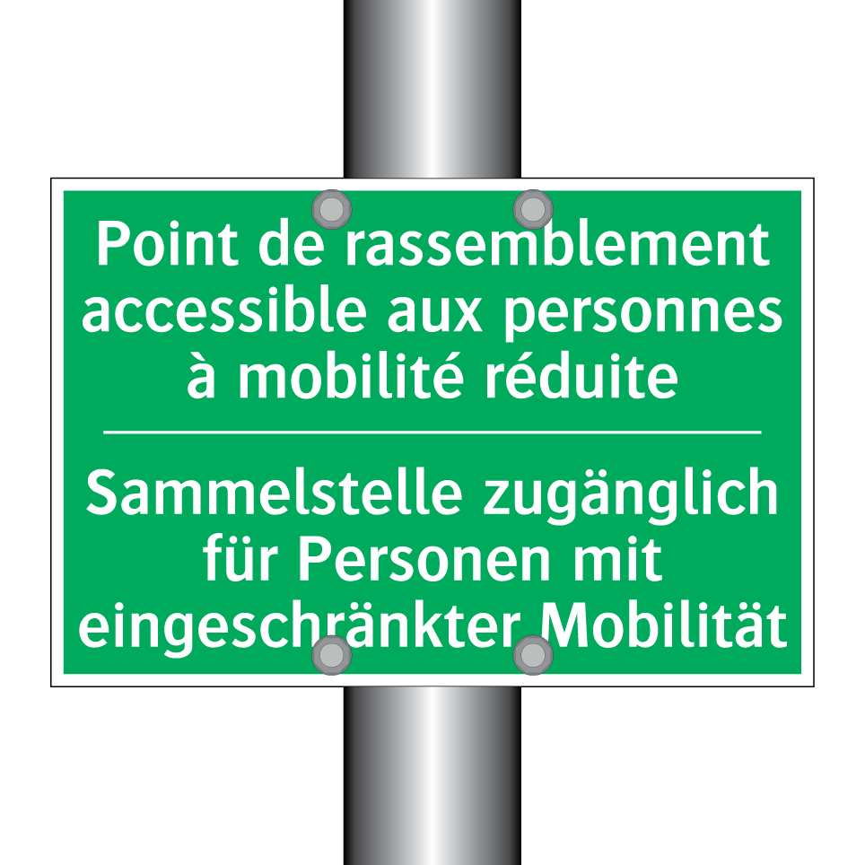 Sammelstelle zugänglich für Personen /.../ - Point de rassemblement accessible /.../