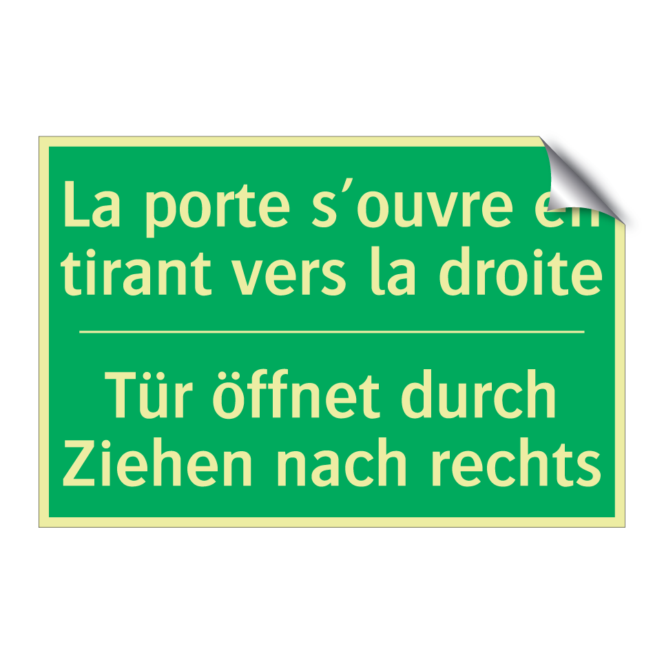 Tür öffnet durch Ziehen nach rechts /.../ - La porte s’ouvre en tirant vers /.../