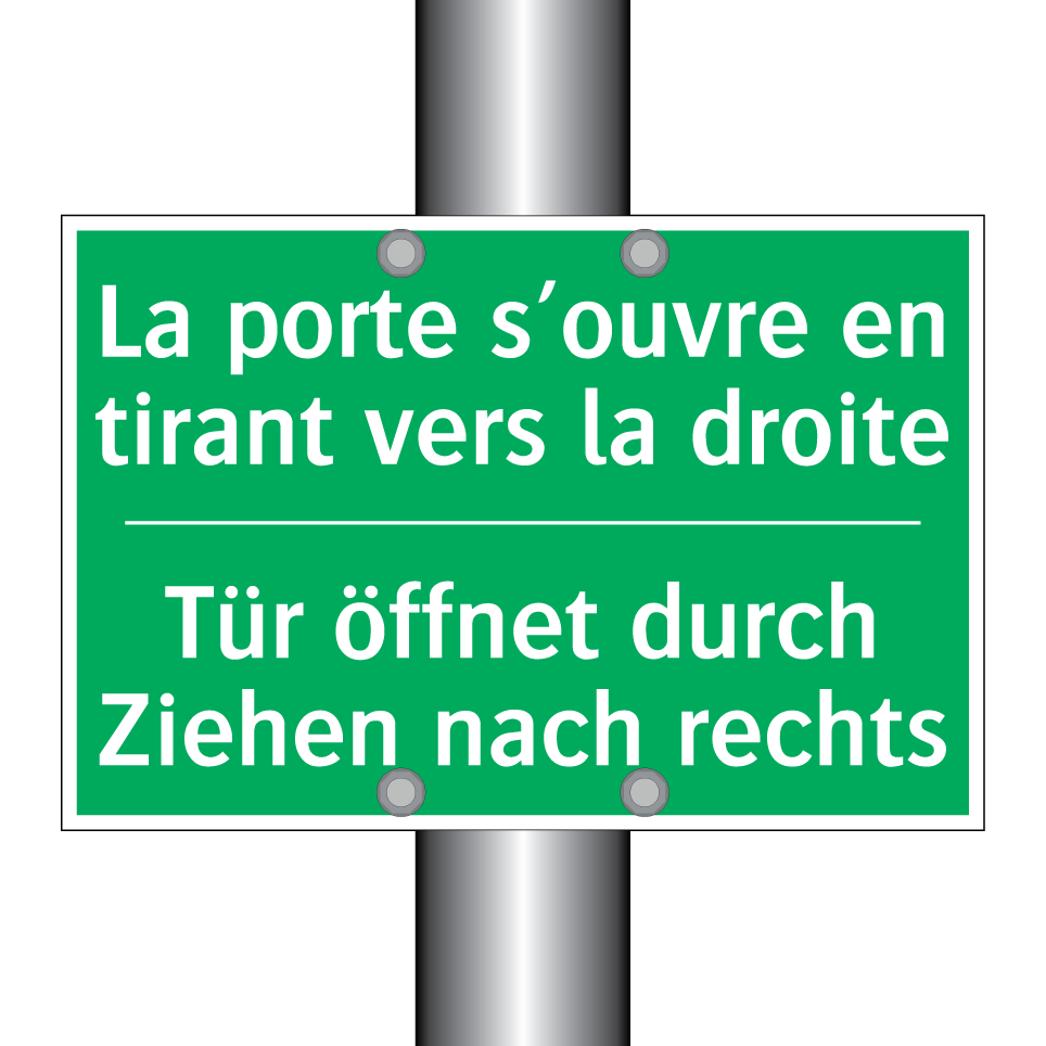 Tür öffnet durch Ziehen nach rechts /.../ - La porte s’ouvre en tirant vers /.../