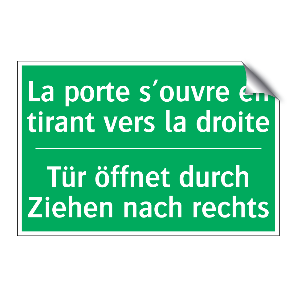 Tür öffnet durch Ziehen nach rechts /.../ - La porte s’ouvre en tirant vers /.../