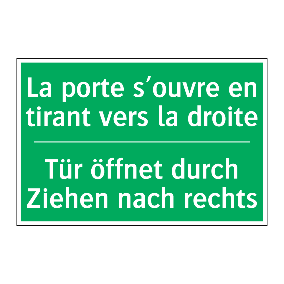 Tür öffnet durch Ziehen nach rechts /.../ - La porte s’ouvre en tirant vers /.../