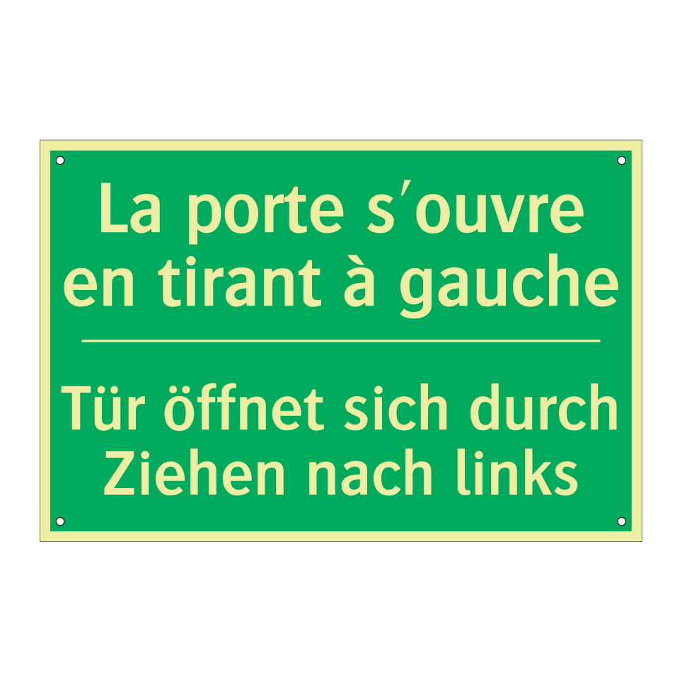 Tür öffnet sich durch Ziehen nach /.../ - La porte s'ouvre en tirant à gauche /.../