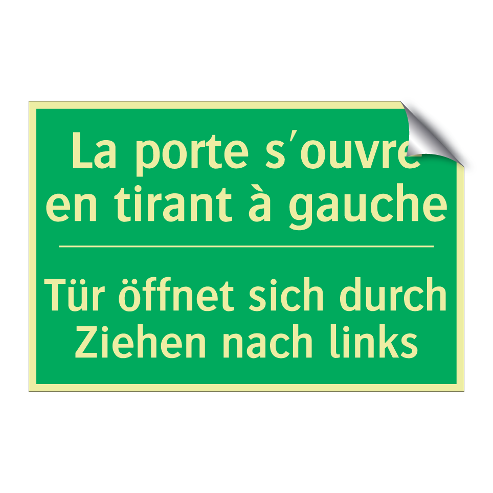 Tür öffnet sich durch Ziehen nach /.../ - La porte s'ouvre en tirant à gauche /.../