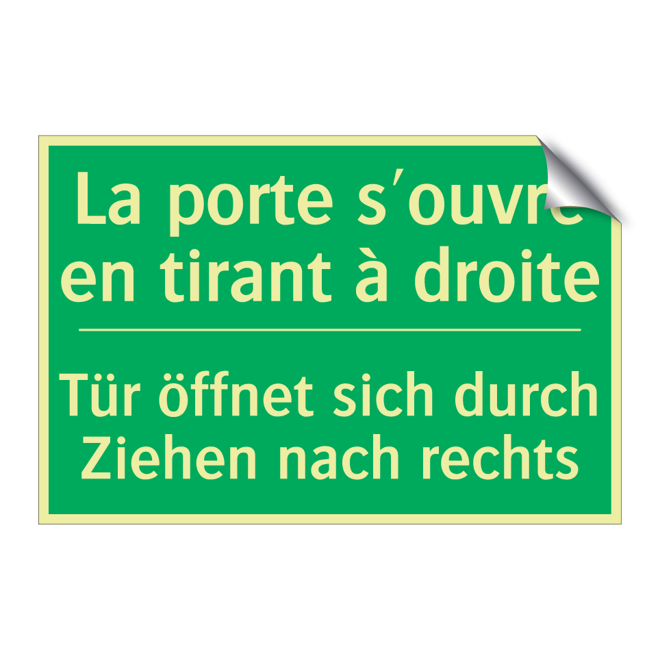 Tür öffnet sich durch Ziehen nach /.../ - La porte s'ouvre en tirant à droite /.../