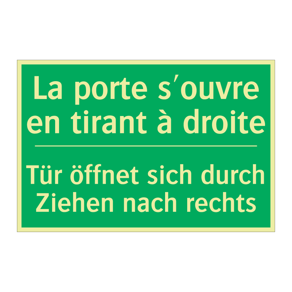 Tür öffnet sich durch Ziehen nach /.../ - La porte s'ouvre en tirant à droite /.../