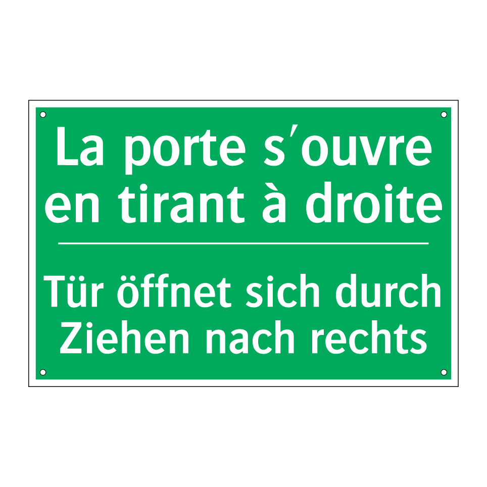 Tür öffnet sich durch Ziehen nach /.../ - La porte s'ouvre en tirant à droite /.../