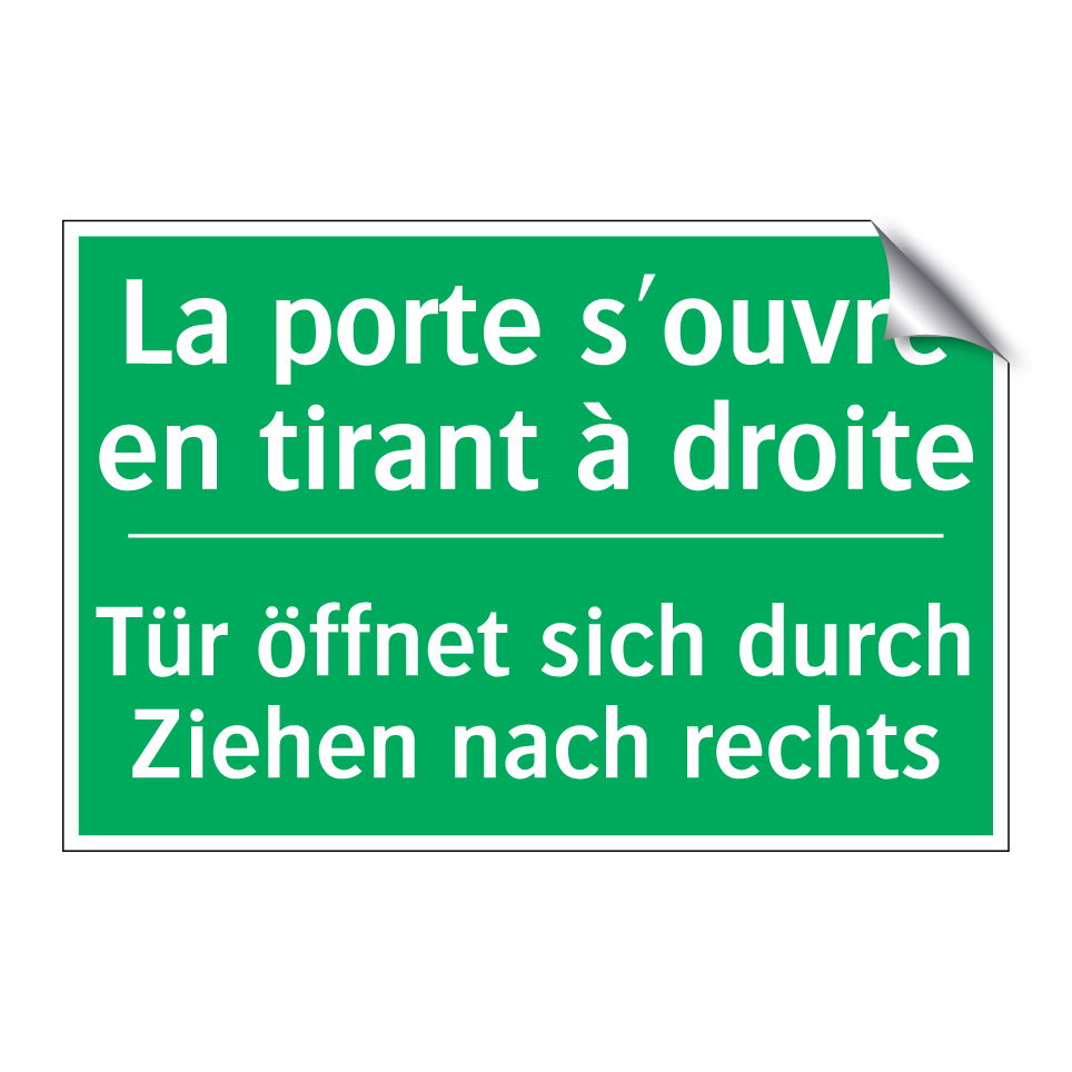Tür öffnet sich durch Ziehen nach /.../ - La porte s'ouvre en tirant à droite /.../