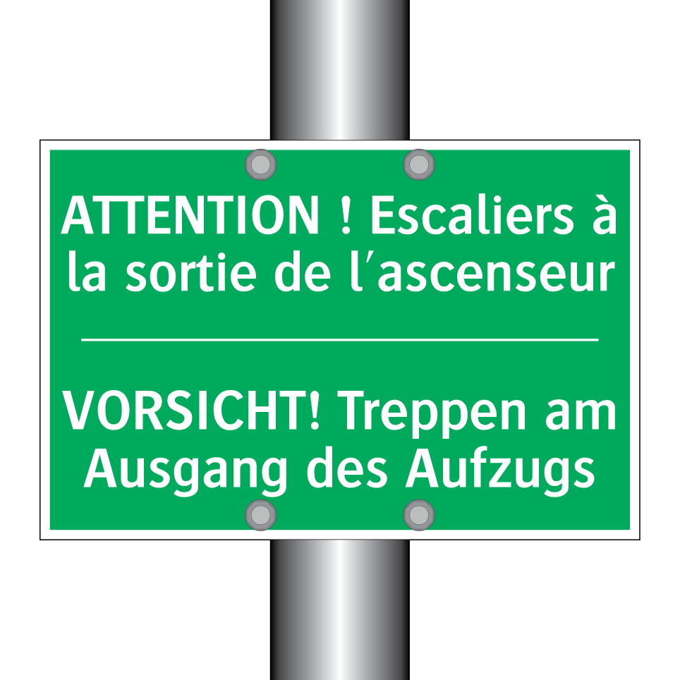 VORSICHT! Treppen am Ausgang des /.../ - ATTENTION ! Escaliers à la sortie /.../